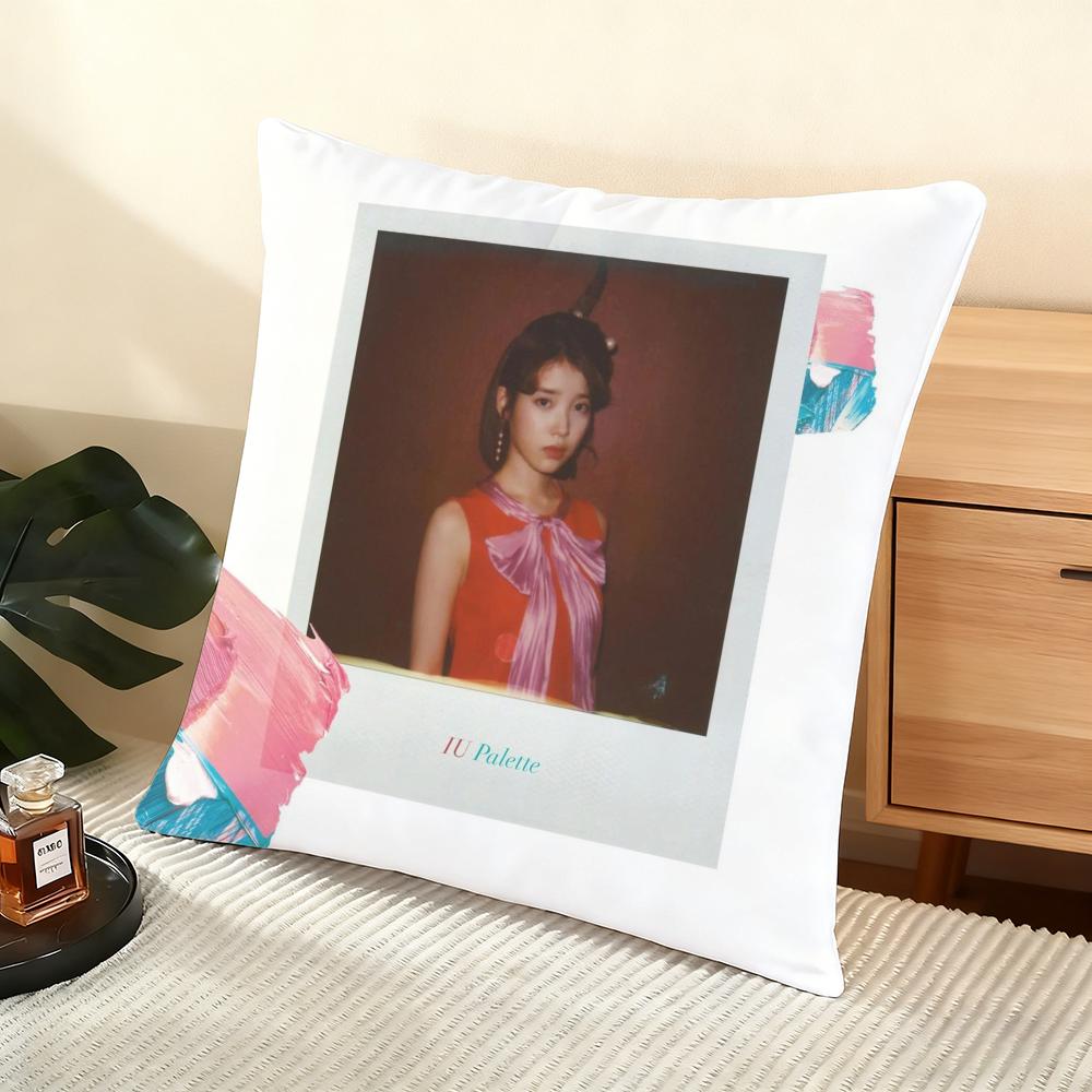 Korea Singer IU Album Cushion Cover Silky Short Plush Home Sofa Cushion Cover - Invisible Zipper Home Decoration