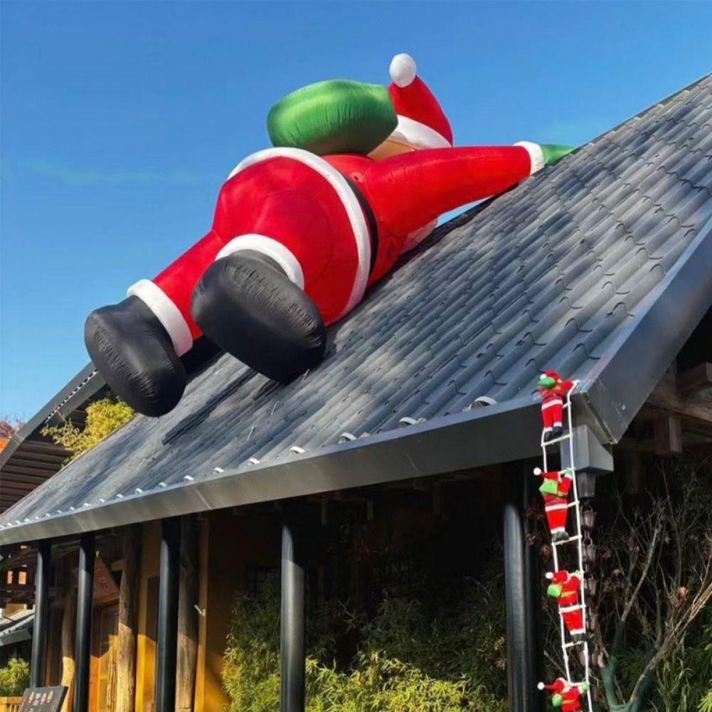 Giant Climbing Santa LED Lighted Waterproof Inflatable Christmas Decor Polyester Inflatable LED Lighted Inflatable Outdoor Use