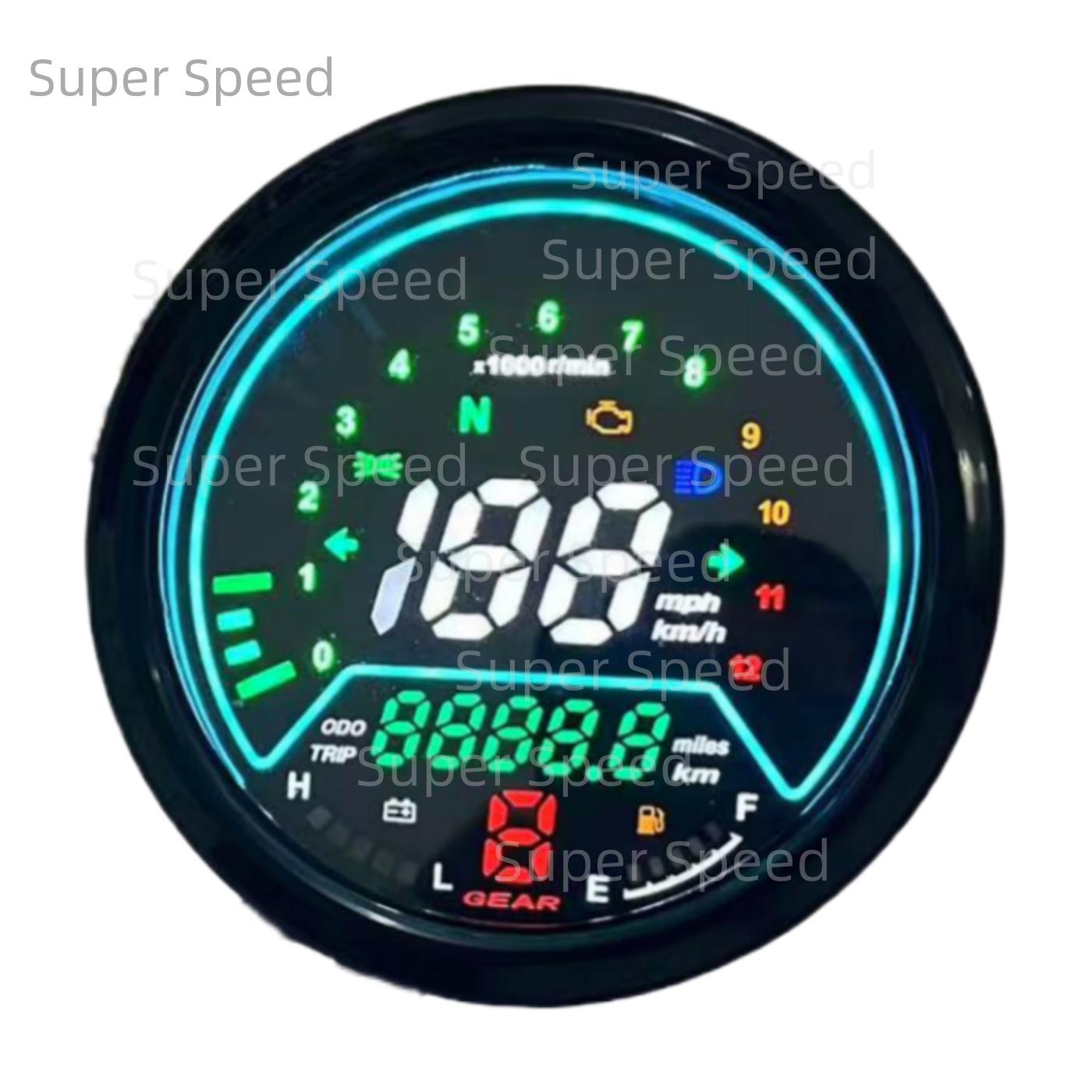 Motorcycle Universal LED Speedometer Digital Moto Dashboard Cafe Racer panel Tachometer For kawasaki