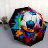 Soccer Ball Artwork Automatic Folding Umbrella  Simple Eight Rib Design, Bright Color Pattern, Durable Iron Frame, Ideal for Travel and Outd