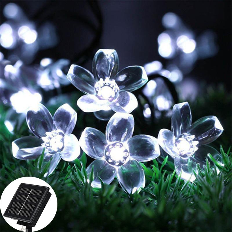Solar Floral Garlands Light 5m 7m 12m Flower Solar Lamp Power LED String Fairy Lights Garden Christmas Decor for Outdoor