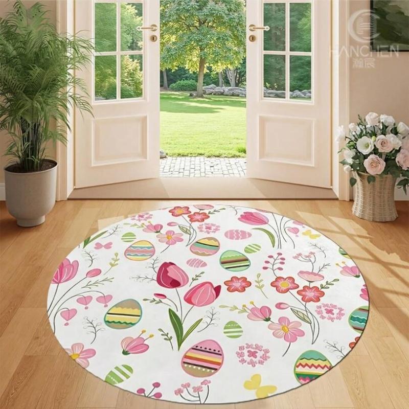 Levendig Veelkleurig Paisley Mandala Bloemen Rond Tapijt Antislip Groot Cirkelvormig Bohemien Woonkamer Tapijt 40x40cm
