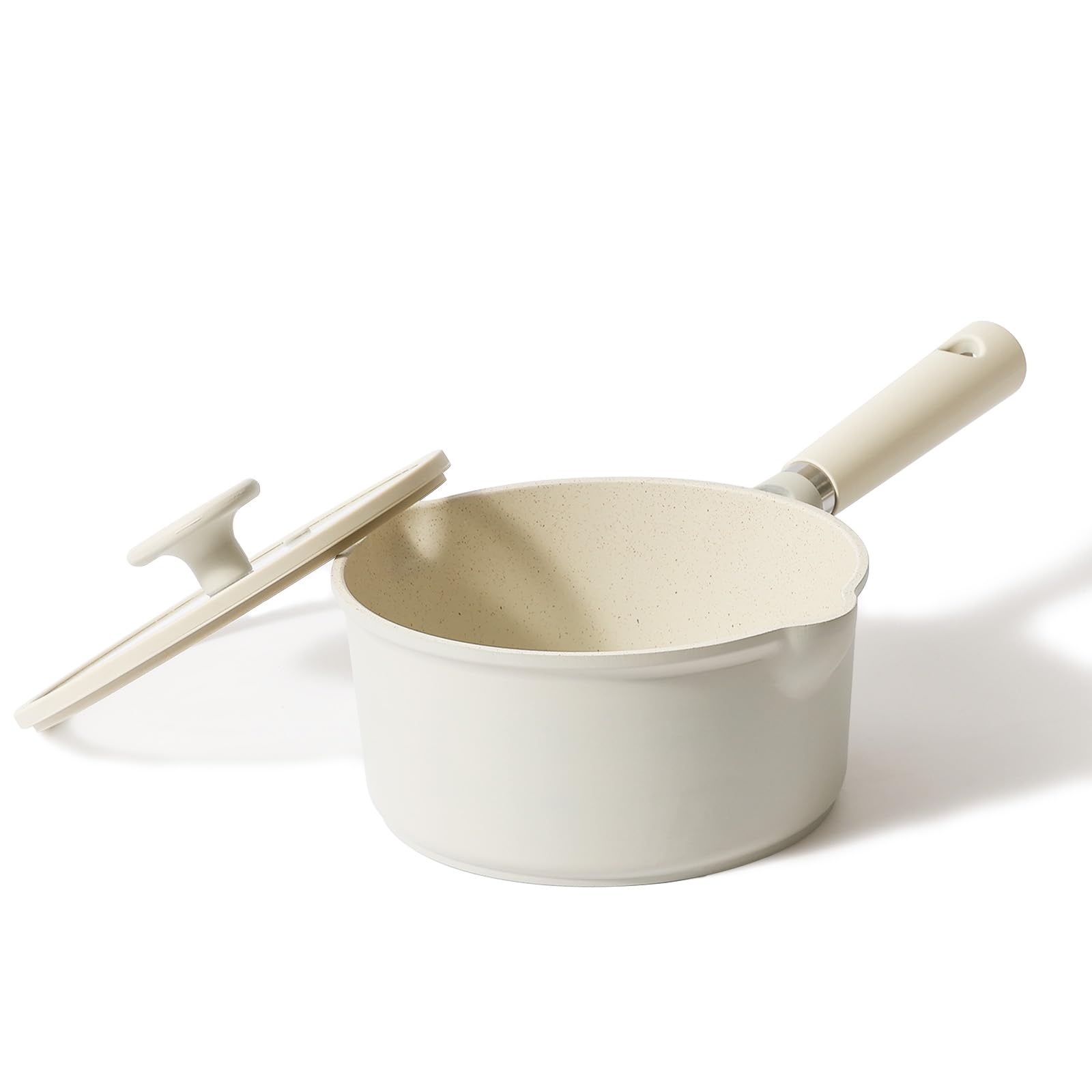 CAROTE 18cm Saucepan with Lid, Induction Compatible, PFOA/PFOS Free, Marble Coating, Non-stick, Easy to Clean, Perfect for Single Servings, Frying, an