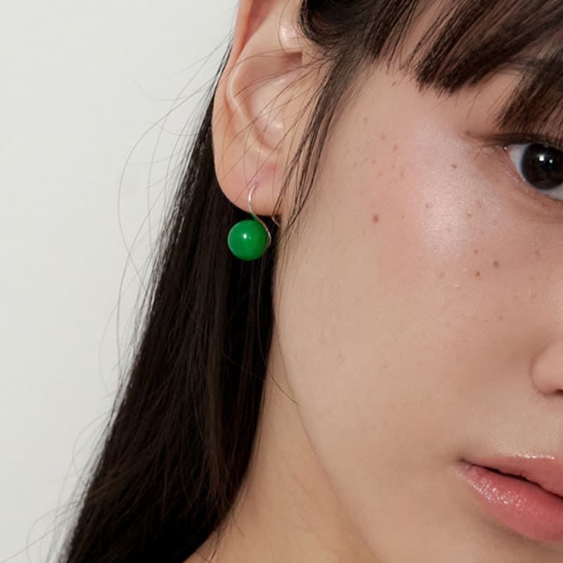 geegee [silver925] jade hook earring
