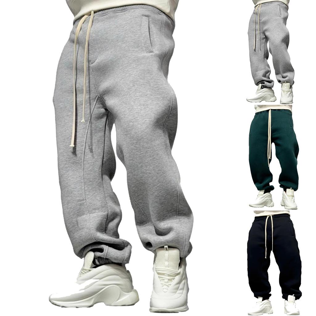 Men's Color Thickened Sports Sweatpants And Men's Casual Tapered Long Pants