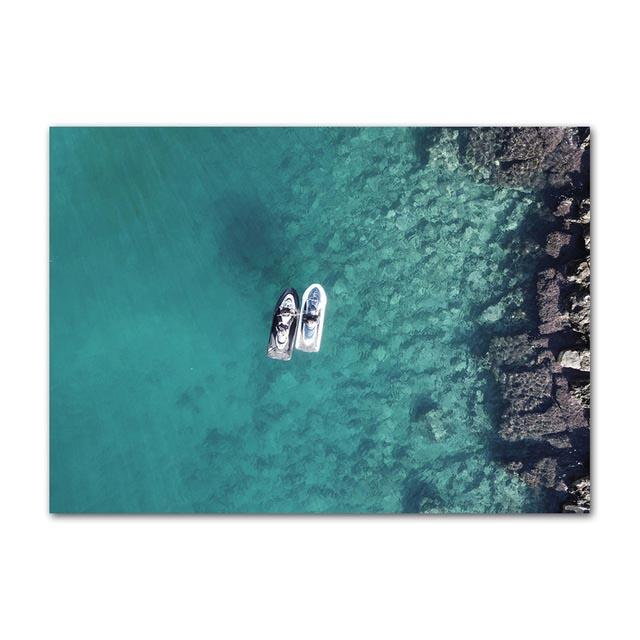 Coastline Blue Ocean Wall Poster Print Sea Reef Nordic Canvas Painting Landscape Modern Home Picture Decoration Living Room Art
