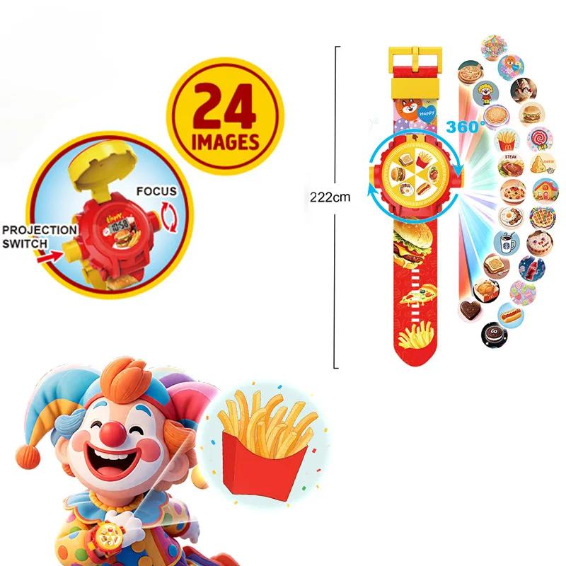 1-5PCS Projection Christmas Watch LED Glowing Kids Watch Fun Toy Trendy Accessory with Multiple Patterns Birthday Christmas Gift