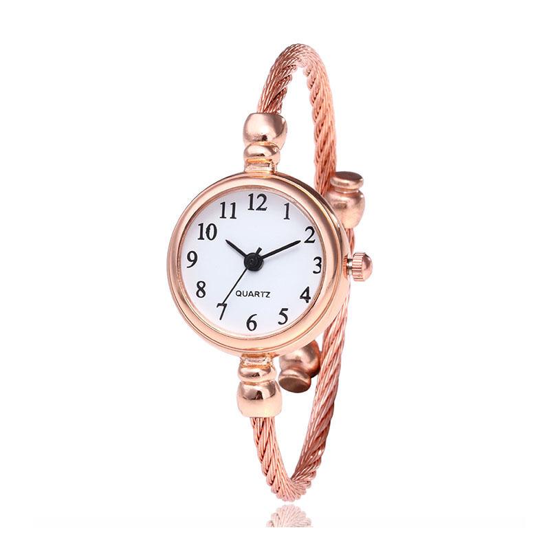 Women's Fashion Quartz Bracelet Watch with Steel Wire Band and Small Dial