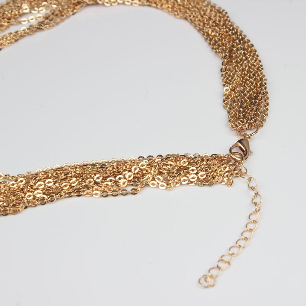 Collana lunga a catena con texture metallica multistrato esagerata per la moda femminile accessori per il corpo con temperamento