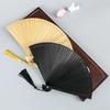Chinese Bamboo Folding Fan Classical Elegant Handheld Fans Perform Props Solid Color Fan Home Decor Supplies Wedding Souvenir