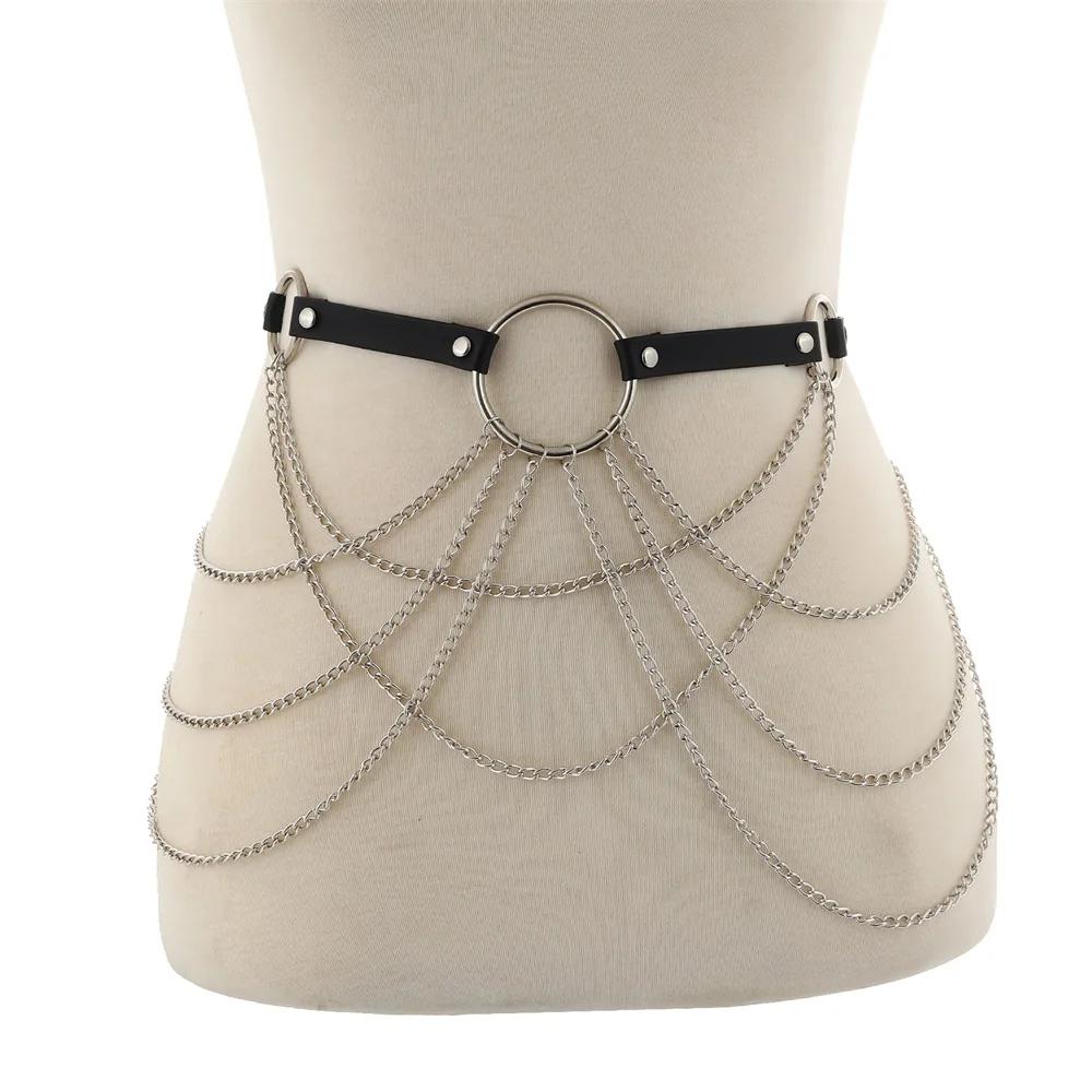 Women Belly Belt Chain Street Style Gothic Harness Chain Bustier Harness Waist Clothing Accessories