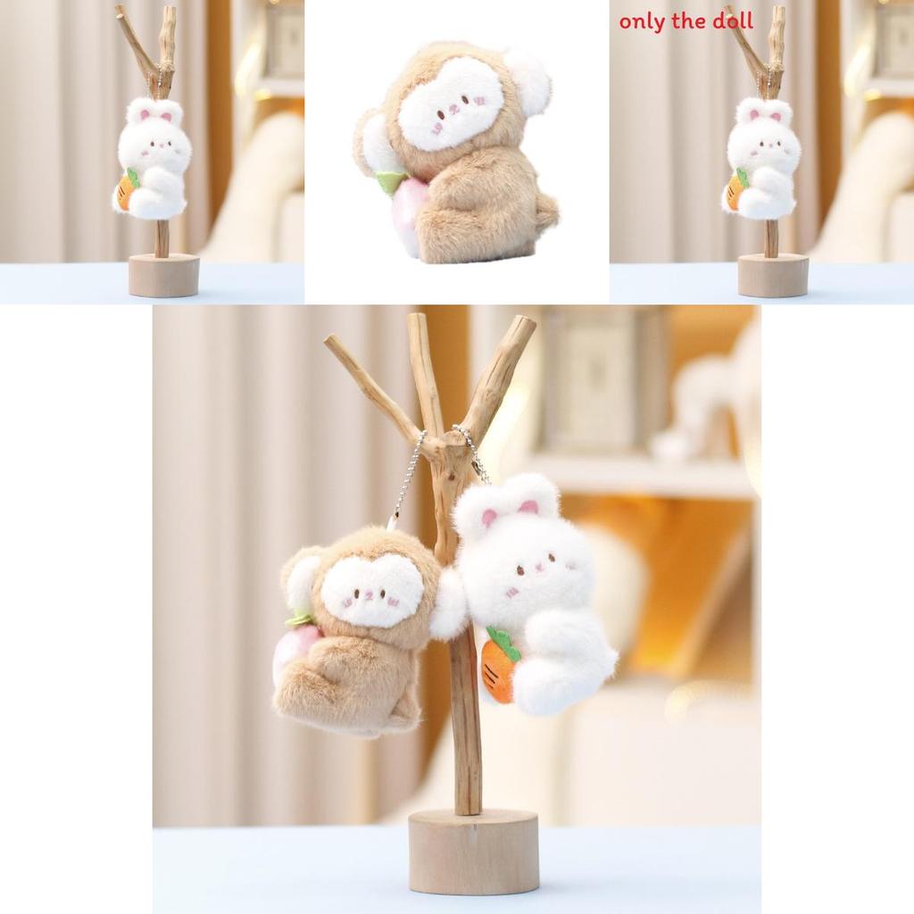 Monkey And Rabbit Plush Keychain With Carrot Peach Design For Girls Gift And Collectible Fun