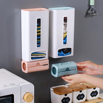 Nástěnný plastový držák na odpadkové pytle Úložný box na pytle na odpadky s víkem Nádoba Kuchyně Koupelna Nádoba na drobnosti