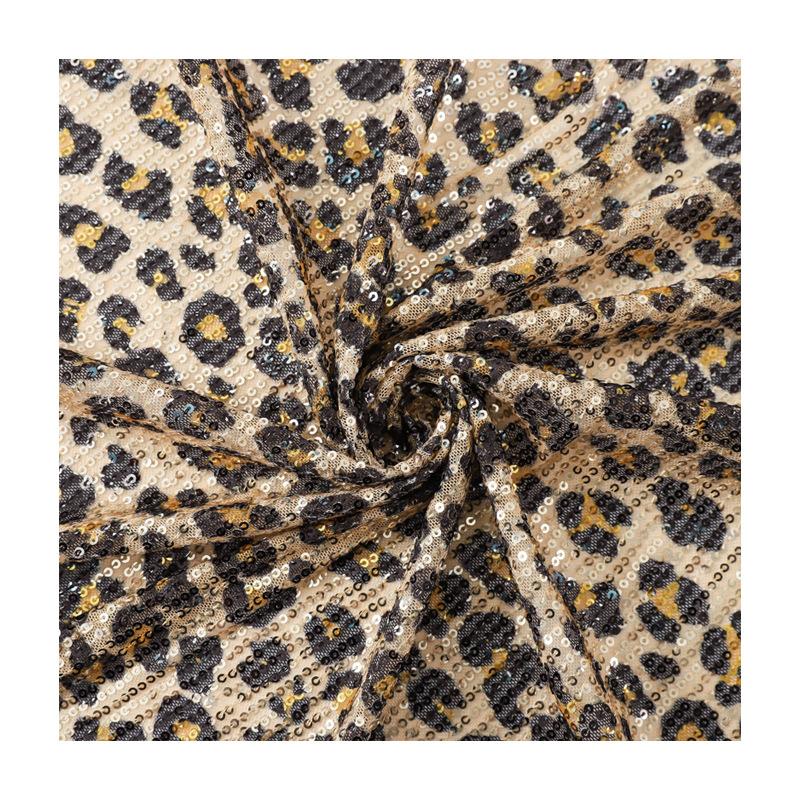 50cm/100cm Tecido de Renda Tule Bordado Lantejoulas Estampa Leopardo Tecido Nigeriano para Roupa Costura DIY