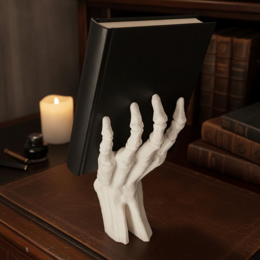 Gothic Style Halloween Skeleton Hand Shaped Bookshelf 3D Printing Book Display Rack Home Decor