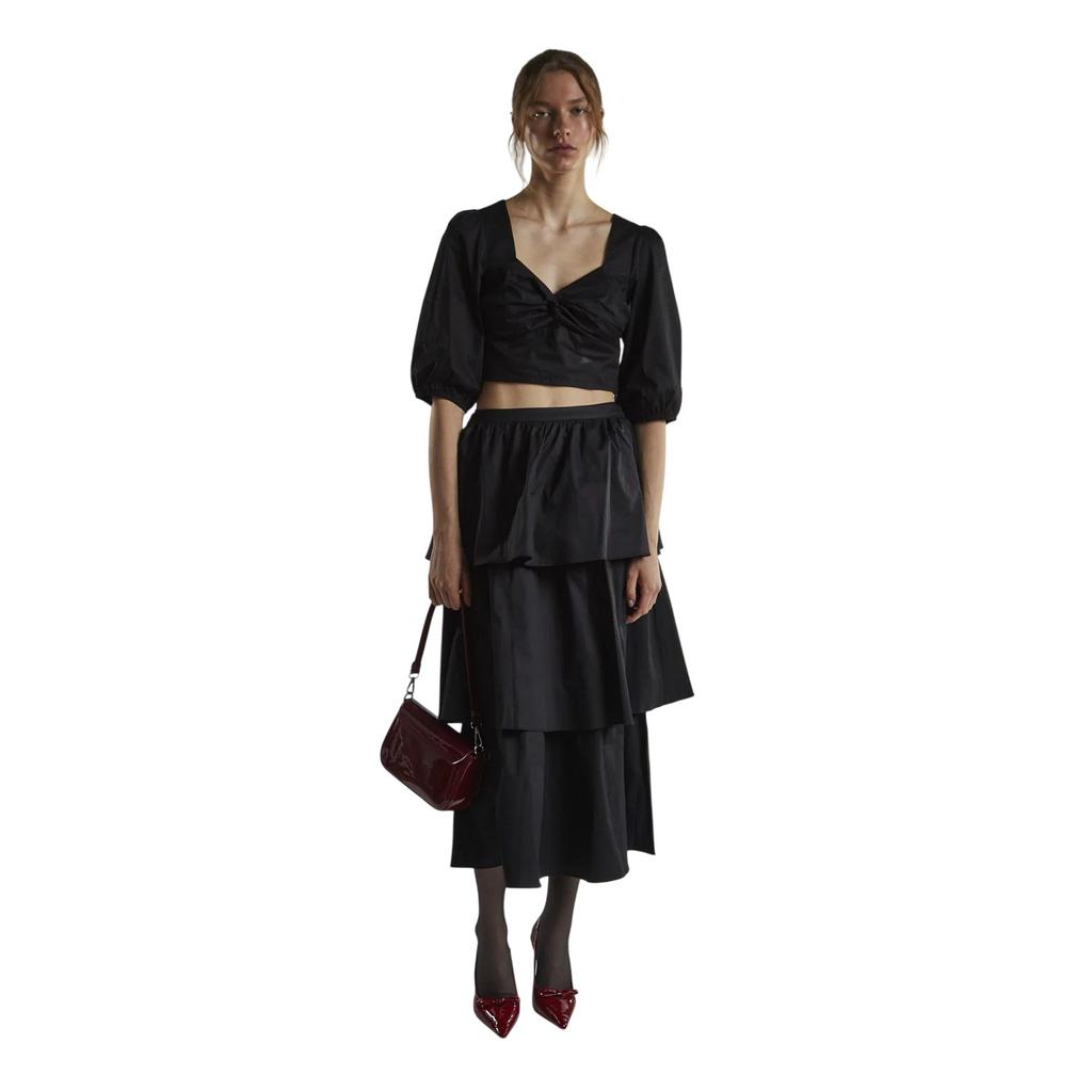 Glamorous Womens/Ladies Twisted Knot Front Puff Sleeve Crop Top