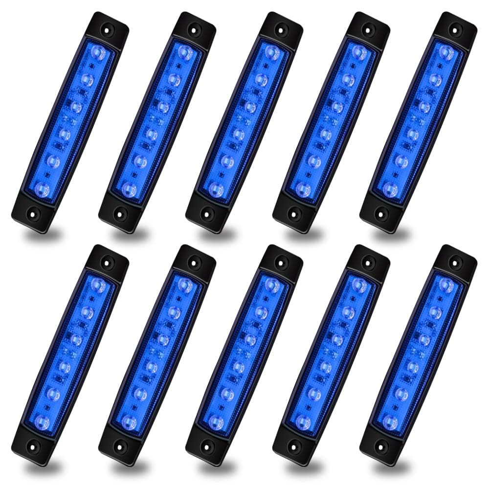Side Marker Lamps, 24V, Blue, Car LED Lights, 6 Rows on One Side,