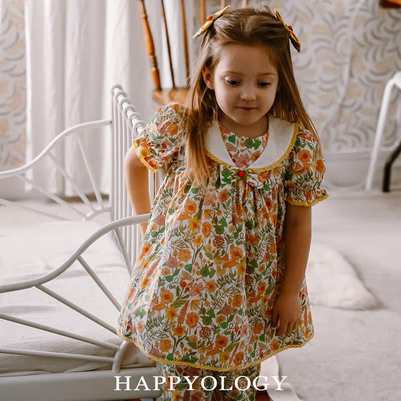 Девочкино платье Happyology с цветочной вышивкой с коротким рукавом 4Y