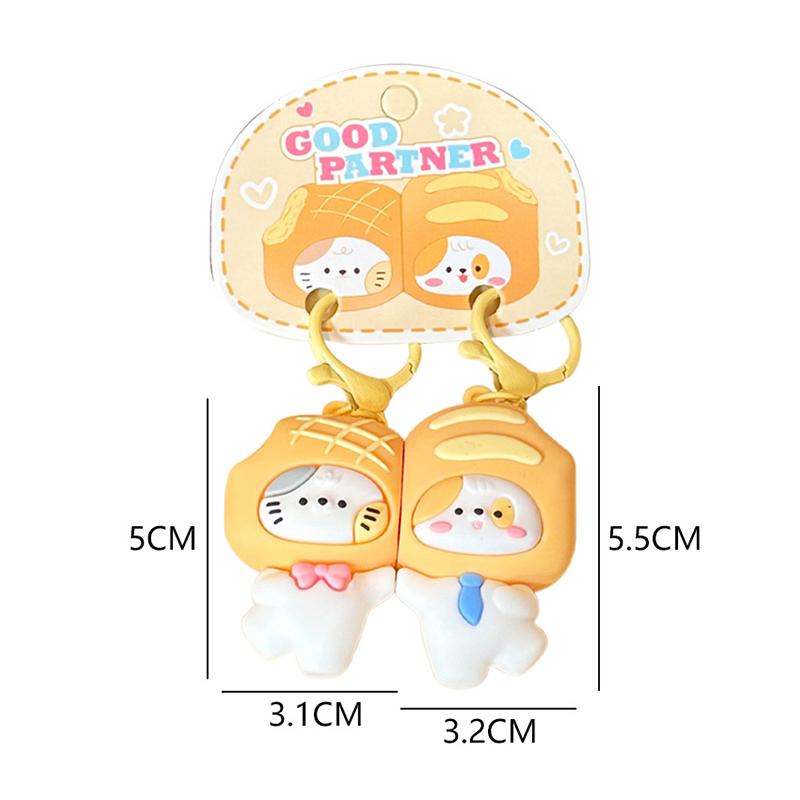 1Pair Cute Cat Dog Magnetic Keychain Pendant Cartoon Creative Couple Keyring Exquisite Backpack Decoration Accessories Gifts