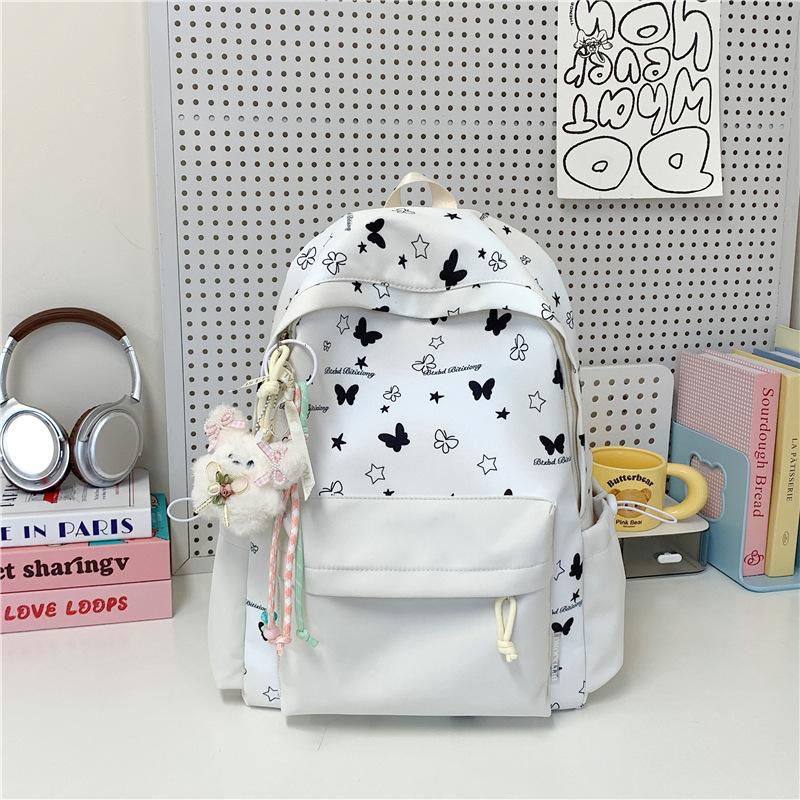 

Summer schoolbag female junior high school student Japanese ins large-capacity backpack outdoor lightweight niche computer bag Large single bag (without pendant) белый