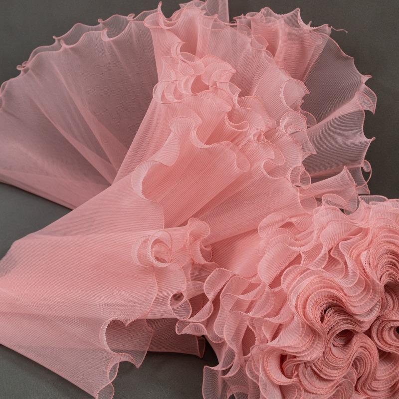 

Straighten 5M Fine Pleated Stiff Tulle Lace Fabric Candy Color Pleated Mesh Trim for Wedding Stage Styling Garment Design Straighten 5M