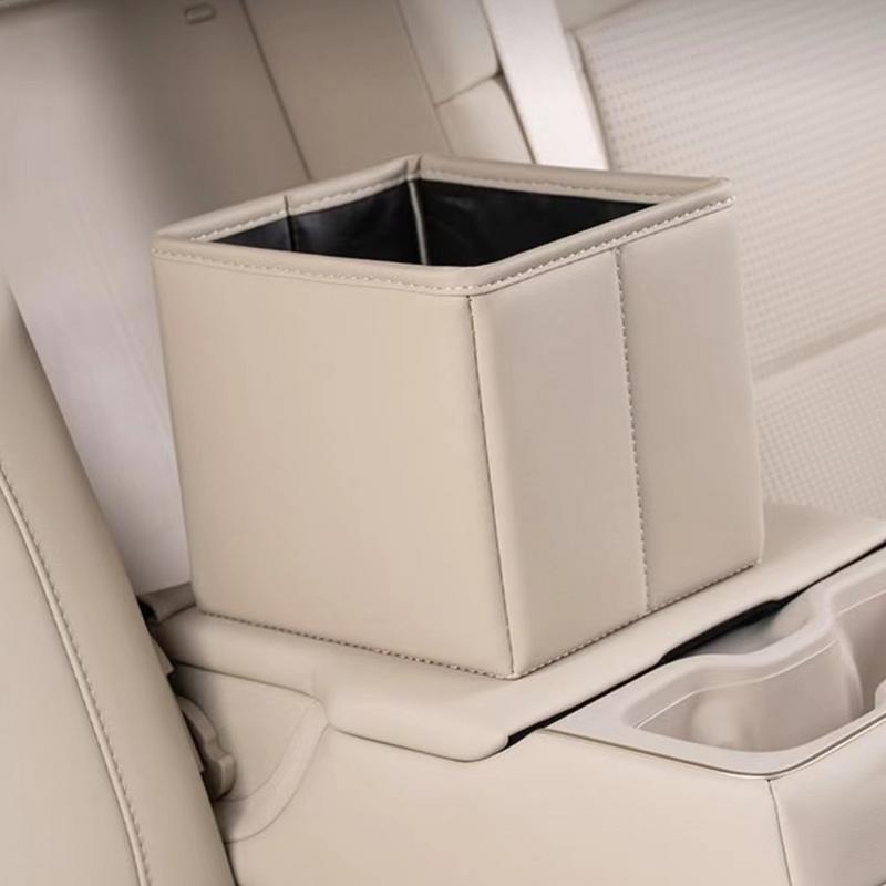 Car Storage Bin Waterproof Car Trash Can Multifunctional Faux Leather Automotive Caddy Organizer Car Interior Accessories For