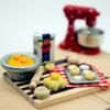 Puppenhaus Essen Spielzeug Gebäckherstellungsstation Ei Milch Brot Schneidebrett Miniaturen Modell Küchenzubehör Kinder Rollenspiel Spielzeug