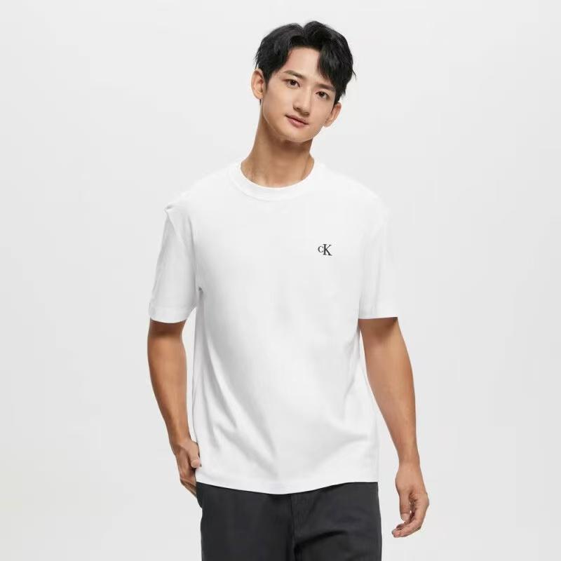 Calvin Klein Casual Comfortable Letter Minimalist Round Neck Short Sleeve T-Shirt Men T-Shirts White 81HM229-540