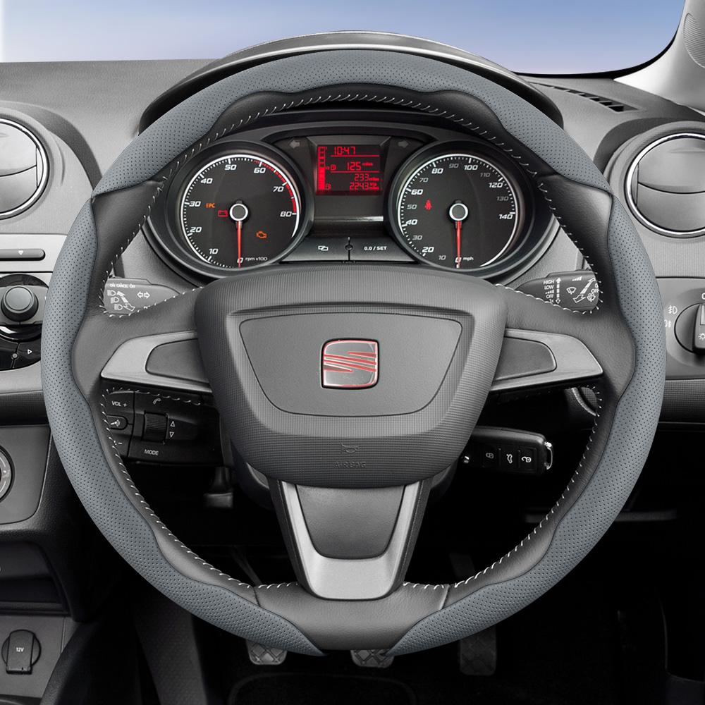 rlcp4 Suitable for Seat Breathable Leather Steering Wheel Cover with Segmented Quick-Release Design, Non-Slip and Durable, for Models Such as Ibiza,
