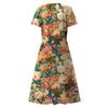 Women's Summer Casual Fashion Floral Print Short Sleeve V-Neck Swing Dress