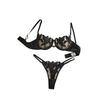 Z European & American Large Size Sexy Floral Embroidered Sheer Lingerie Set