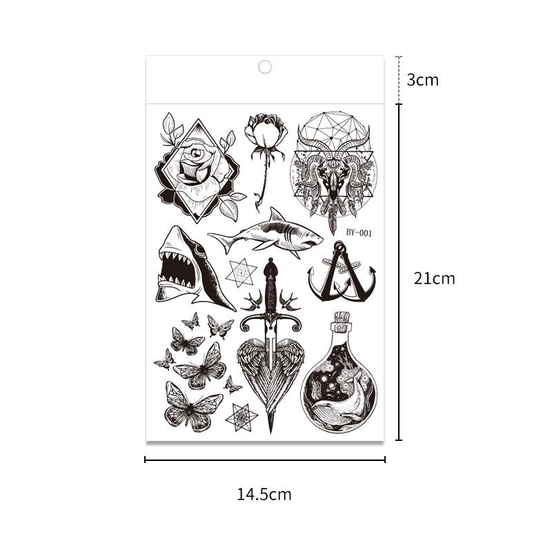 18pcs Dark Fluorescent Color Changing Tattoo Sticker Luminous Flower Arm Adult Tattoo Sticker Trend Bar Animal Tattoo Stickers