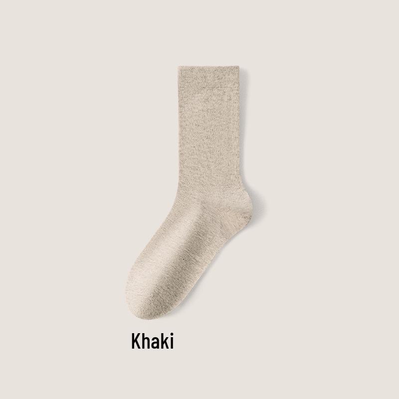 Men's Pure Cotton Antibacterial Mid-Calf Socks - Sweat-Absorbent, Breathable, Solid Color Business Socks for Spring, Autumn, and Winter