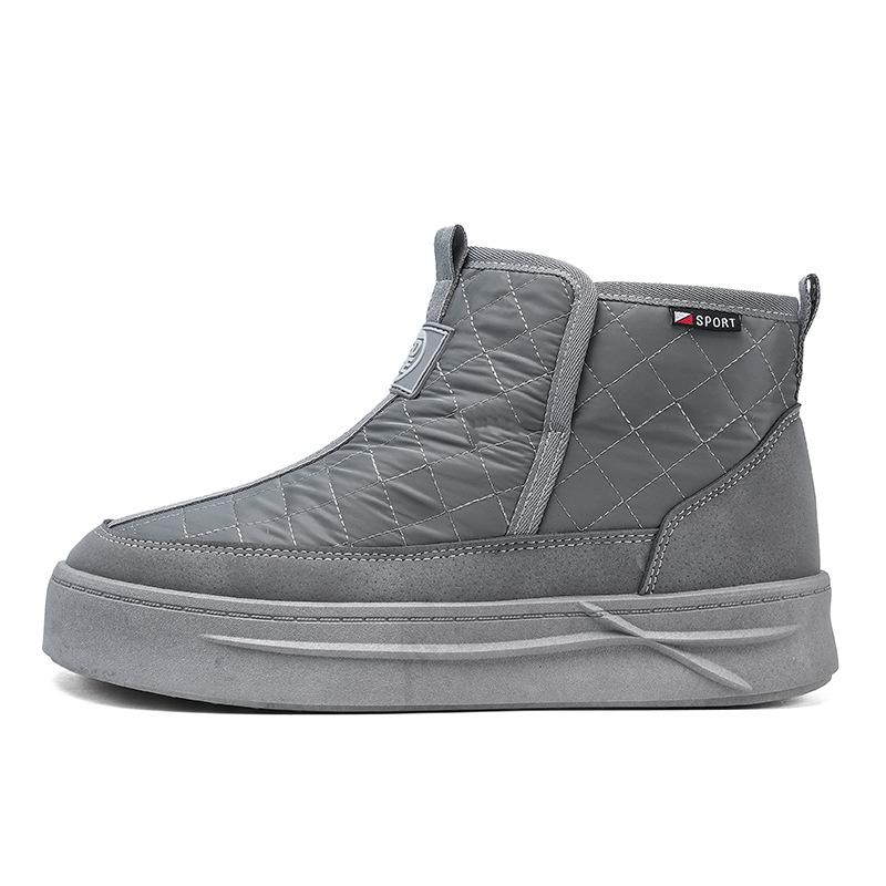 Snow boots men's winter velvet thickened warm down cotton shoes integrated leather and fur non-slip and cold-resistant thick-soled bread cotton boots