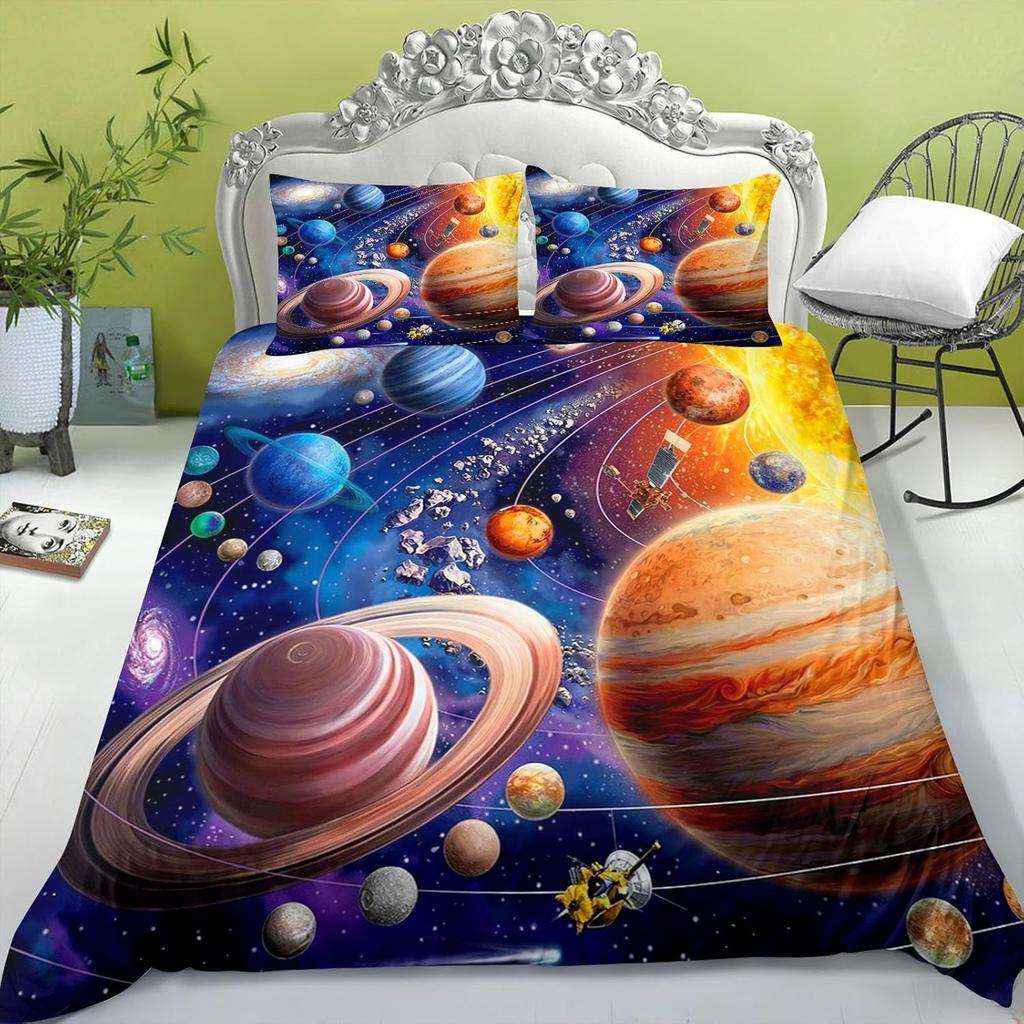 Children's Boys Planets Stars Space Duvet Cover Universe Children's Bedding Set Galaxy Series Universe Star Clear Quilt Cover