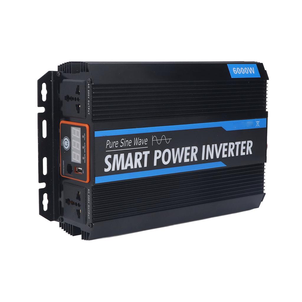 Pure Sine Wave Inverter Smart Car Power Converter with LED Display for Solar Power System DC12V to AC220V 6000W