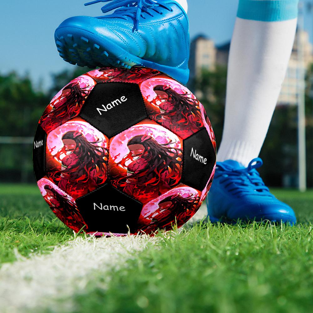 Custom Name Demon Slayer Theme Size 5 Soccer Ball, Suitable for Both Indoor and Outdoor Matches, a Gift Suitable for Everyone.
