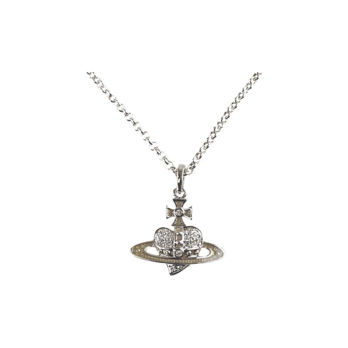 Vivienne Westwood Reverse Heart Saturn Design Necklace Unisex necklace Silver 752468B1-B Box
