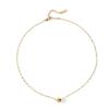 Koreanische Einfache Modische Runde Perlenkette für Damen - 18K Goldbeschichtete Titanstahl Schlüsselbein Kette, Trendiges Accessoire