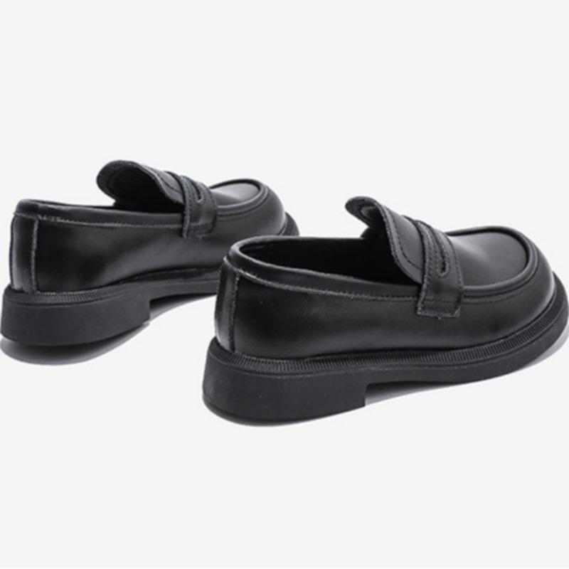 Small Leather Shoes British Style Genuine Leather Black Moccasins Soft Sole Fashionable Children's Single Shoes Baby Shoes