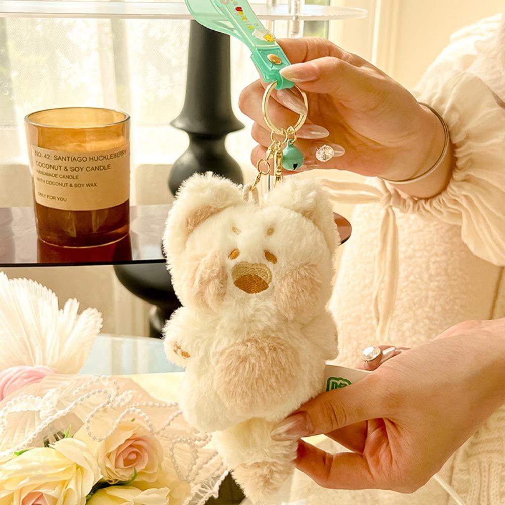 Soft Plush Animal Pendant Funny Cartoon Doll Keychain Creative Cute Cat Key Ring Girls