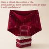 Lady Spring and Autumn Big Red Pure Cotton 10A Antibacterial Extended Crotch Seamless Triangle Briefs
