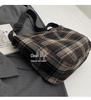 Retro Plaid Plush Shoulder Tote - Classic Large Capacity for College Students