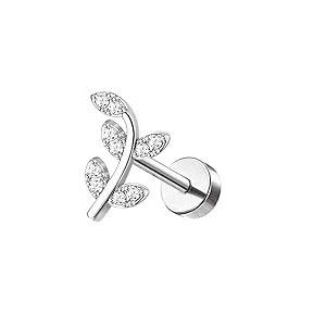 

Bobisty 1pc 16G Cartilage Stud Earrings for Women Stainless Steel Small Opal Earring Studs Lip Bar Nose Ear Piercing Jewellery 1.2(16G)x6mm