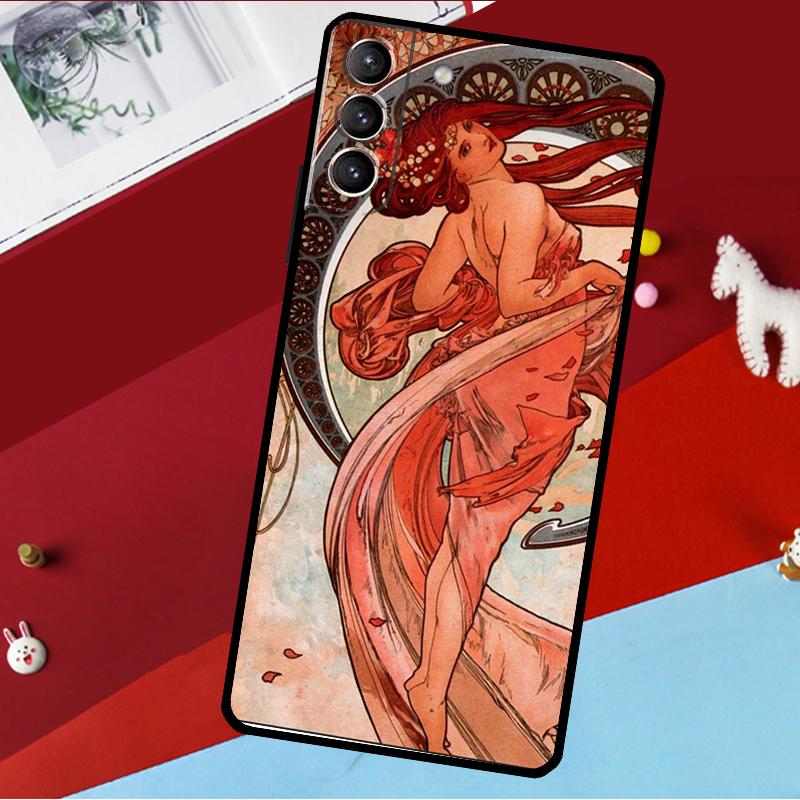 Alphonse Mucha Art Case For Samsung Galaxy S23 S22 S21 Ultra S20 FE S9 S10 Note 10 Plus Note 20 Ultra Cover