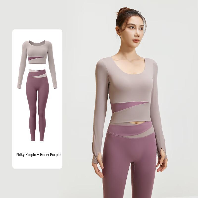 

Bo Jue Women s Color-Block Long-Sleeve Yoga Set