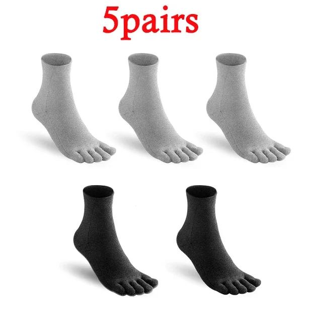 1/5Pairs Men's Five Toes Socks Breathable Anti Odor Five Finger Socks for Male White Black Sturdy Soft High Quality Mid Tube Sox