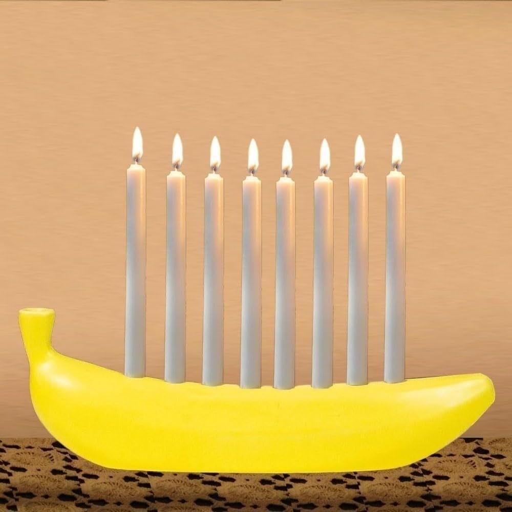 Banana Shape Hanukkah Candle Holder 9 Candle Capacity Banana Candlestick  Tabletop Display