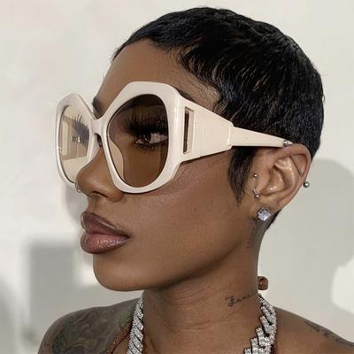 Lunettes de Soleil pour Femmes Protection Solaire Protection UV Mode Personnalité Y2g Hip Hop Punk Street Shot Forme Concave Fête Monture Super Large Lunettes de Soleil Creuses