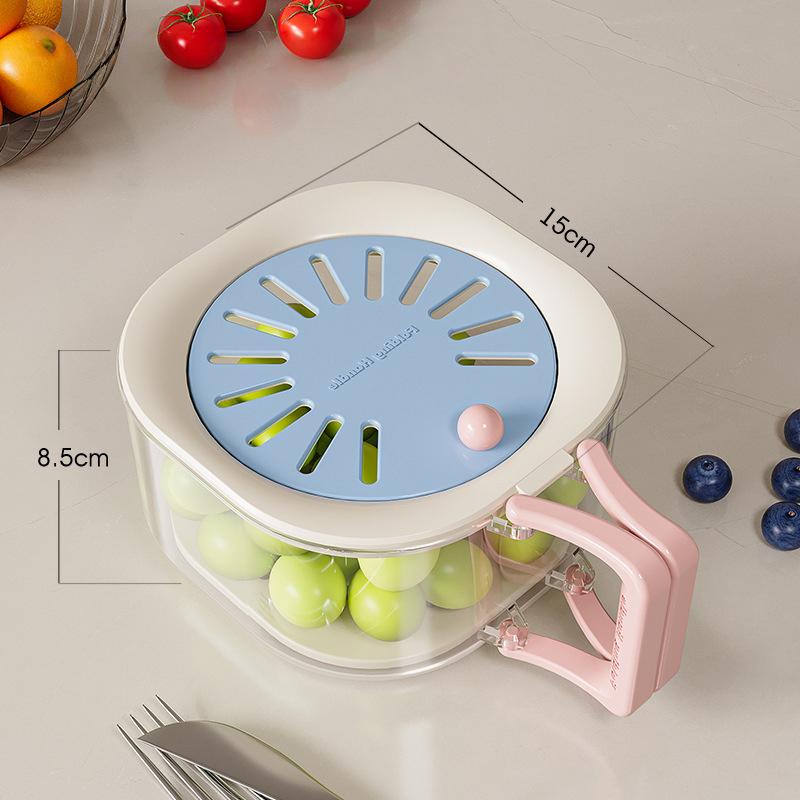 Cute 2in1 Drain Basket with Lid Household Telescopic Water Filter Fruit Vegetable Drainer Large Container with Foldable Handle